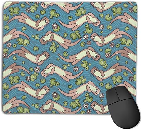 Swimming Otters Pastel Tones Computers Thick Keyboard Non-Slip Rubber Base Mouse pad Mat 7 X 8.6 inch