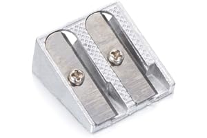 1PCS Silver Sharpener Metal Bevelled Double Hole Pencil Sharpener School Office Sharpener Stationery SuppliesDurability