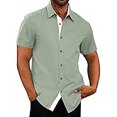 JMIERR Men's Casual Button Down Shirts Wrinkle-Free Short Sleeve Business Dress Shirt
