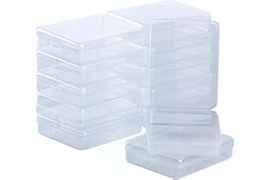 XhjzgcTech 12 Pcs Mini Clear Plastic Beads Storage Containers Box with Hinged Lid for Jewelry Beads Crayon Accessories Craft Organizers and Storage Boxes