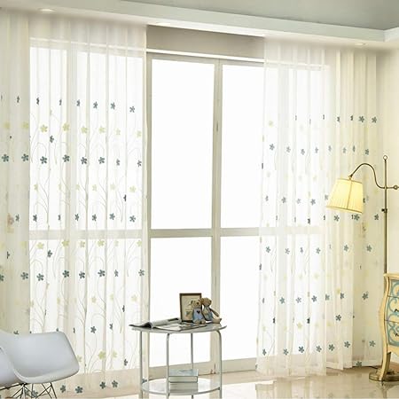 Amazon Com Zzczzc 1 Pair 2 Pieces Fresh Ivory Sheer Tulle