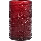 Fortessa Jupiter Beaded Hobnail Glass, 13 Ounce Iced Beverage (Set of 6), Red