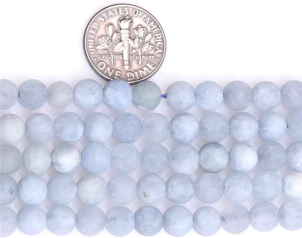GEM-Inside 6mm Blue Aquamarine Stone Gemstone Semi Precious Matte Frosted Round Beads for Jewellery Making - Image 5
