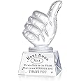 LONGWIN Best Boss Gifts for Women Men, Unique Bosses Day, Birthday, Christmas, Thanks Giving Day, Gift for Female Male Crystal Awards with Thumbs Up