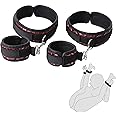 BDSM Restraints Wrist & Thigh Cuffs Sex Bondage, SM Adult Toys for Women with Adjustable Leg Straps Handcuffs for Couple Beginner, Soft Padding Bondage Gear & Accessories Sex Toys