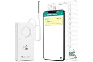 MOCREO ST8 Freezer Temperature Data Logger with Audible Alarm, 32000 Points, CSV Export, Bluetooth Thermometer Recorder for Pharmacy Vaccine Refrigerator, Lab, Fridge, Cold Chain