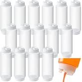 Singhoow 8 Pcs 32oz Condiment Squeeze Bottles Sauces Dispenser | Refillable Clear Plastic with Flip Cap, Wide Mouth Funnel, Inverted Ketchup Dressing Oil Dispenser, Catering Kitchen BBQ