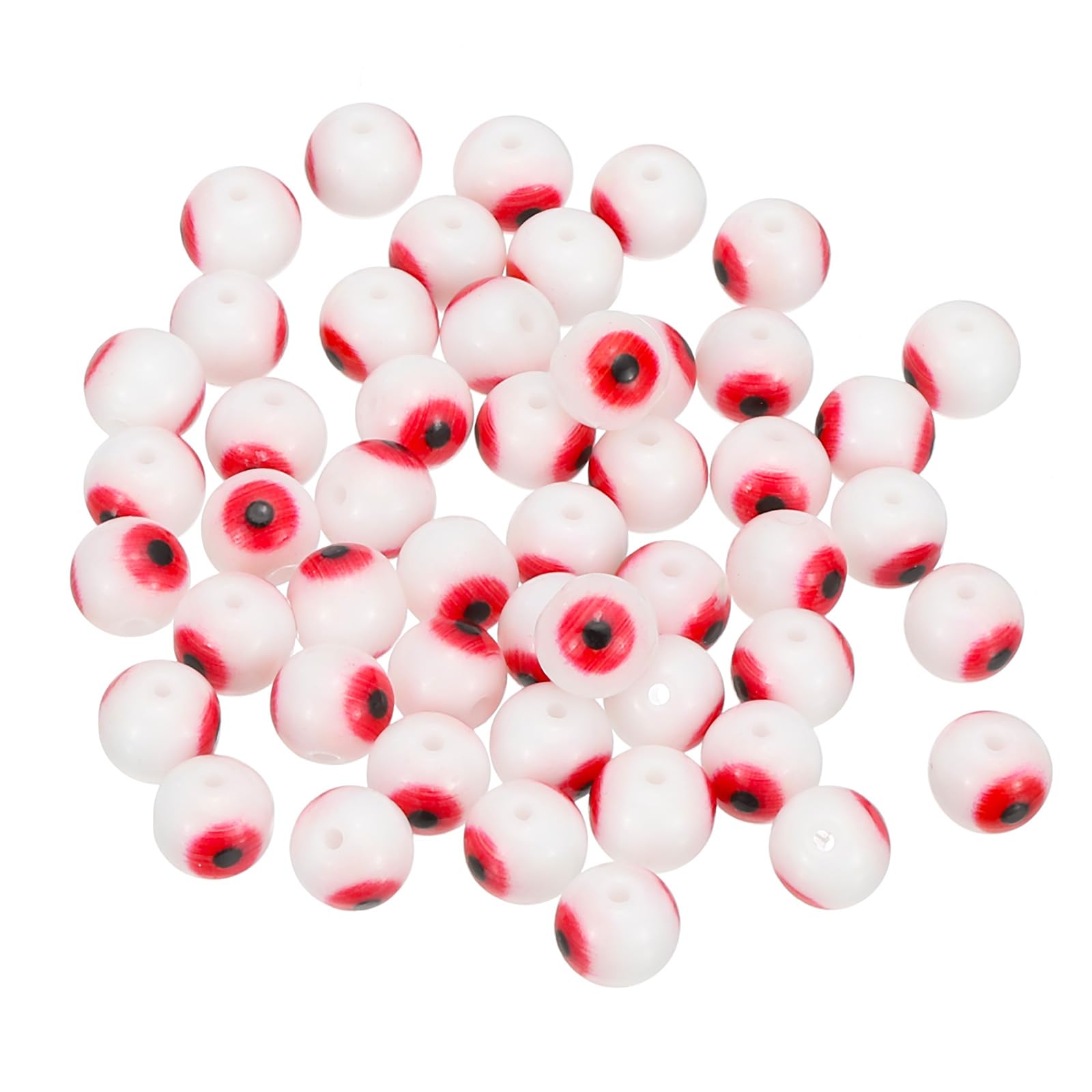 PATIKIL 8mm Evil Eye Beads, 100 Pcs Glass Turkish Evil Eye Charm Round Spacer Beads Pendant Connector for DIY Art Craft Bracelet Necklace Earrings Making, White Red