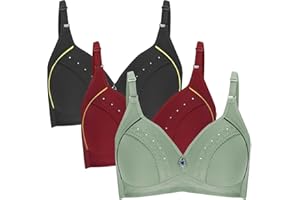 BLUKIDS 3 Pack Women's Push Up Shaping Bras No Underwire Super Soft Sleep Bra Wireless Convertible Everyday T-Shirt Bralette