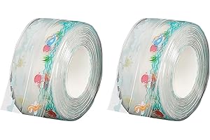 GVRGO Kitchen Bath Caulk Tape Sealant Strip, 1.5''x10.5FT PVC Self Adhesive Toilet Caulk Strip, Caulking Tool Decorative Sealant Tape for Bathtub Toilet Base Sink Shower- Underwater World 2 pcs.