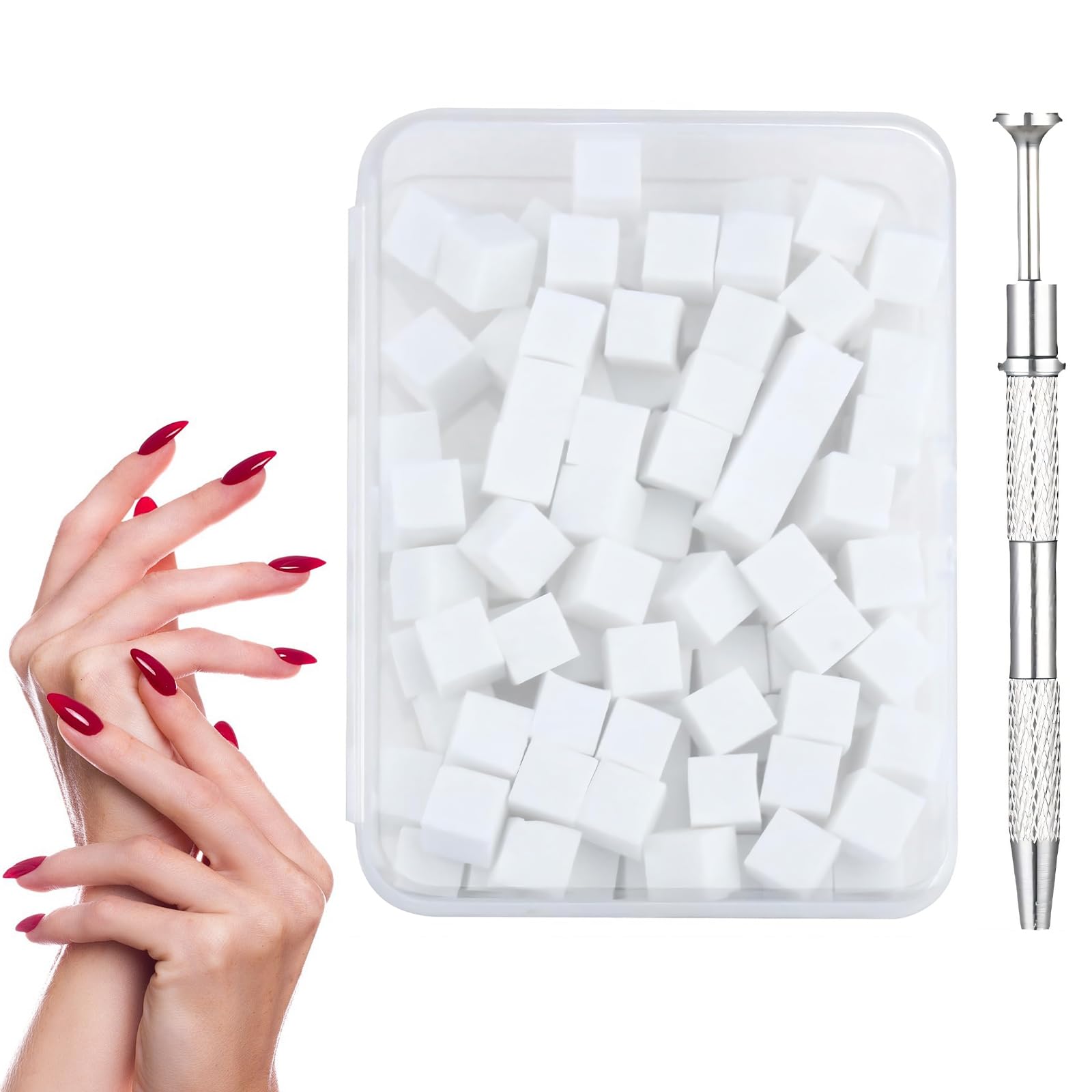 100 Pcs Nail Sponge with Metal Grabbe, Nail Art Tools,Gradient Color Nail Sponge,Make Various Gradient Nail Art Patterns, Used for Nail Polish Base Oil, Family Gatherings, Birthdays, Nail Salons