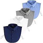 MBAIYO 4 Pack Cotton Detachable Dickey Collar Blouse for Women, Fake False Collar Shirt Extenders Half False Collared Shirts