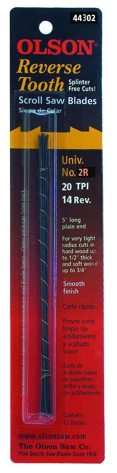 Olson Saw FR44302 0.029" x 0.012" Reverse Tooth Scroll Saw Blade | Precision Cutting
