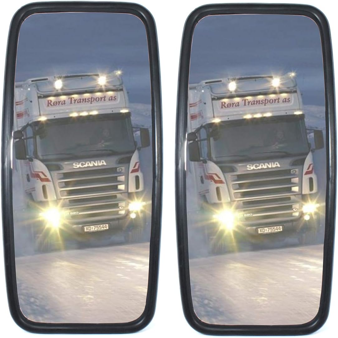 Lot De 2 Rétroviseurs Universels Pour Camions/camionnettes - 30x18 Cm, Verre Convexe, Support Flexible, Montage Gauche/droite