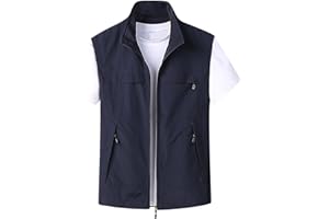 Mens Lightweight Summer Vest Casual Travel Hiking Outdoor Utility Jacket Plus Size Sleeveless Zip up Vests with Pocket
