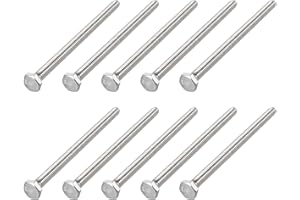 METALLIXITY Hex Head Bolts (1/4-20 x 4-1/2") 10Pcs, 304 Stainless Steel 18-8, Fully Threaded, External Hex Drive, Plain Finis