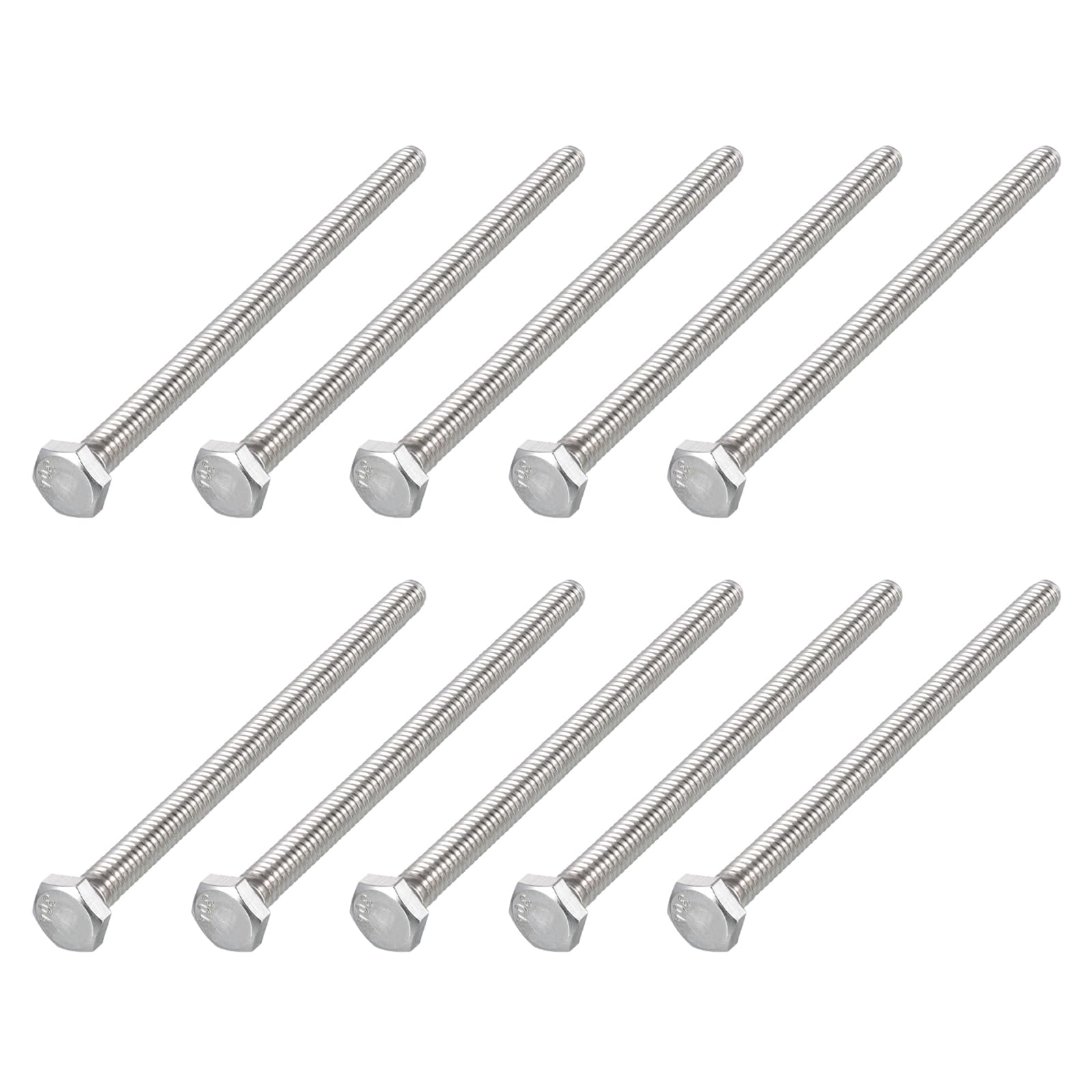 METALLIXITY Hex Head Bolts (1/4-20 x 4-1/2") 10Pcs, 304 Stainless Steel 18-8, Fully Threaded, External Hex Drive, Plain Finish, Hex Head Screw Bolt, Silver — image 1