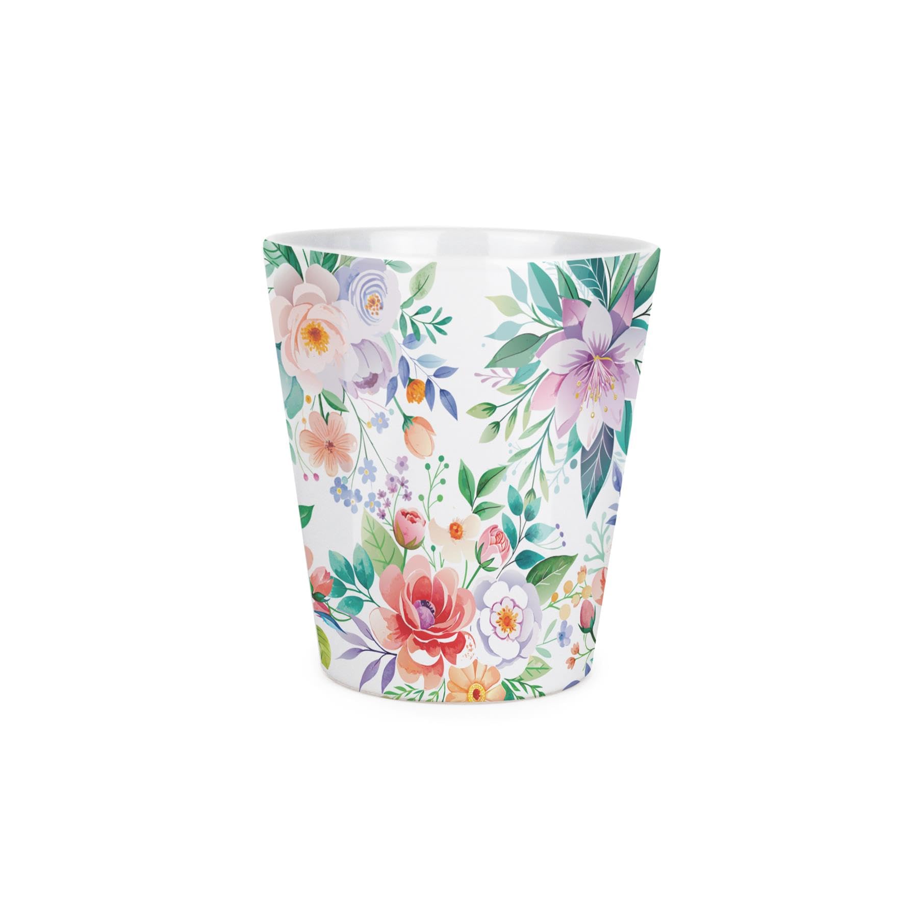 Purely Home Floral Bouquet Plant Pot - Pastel Flowers Small Ceramic Indoor Plant Pot with Drainage Hole - Homeware Gift 9cm Diameter Flower Pot