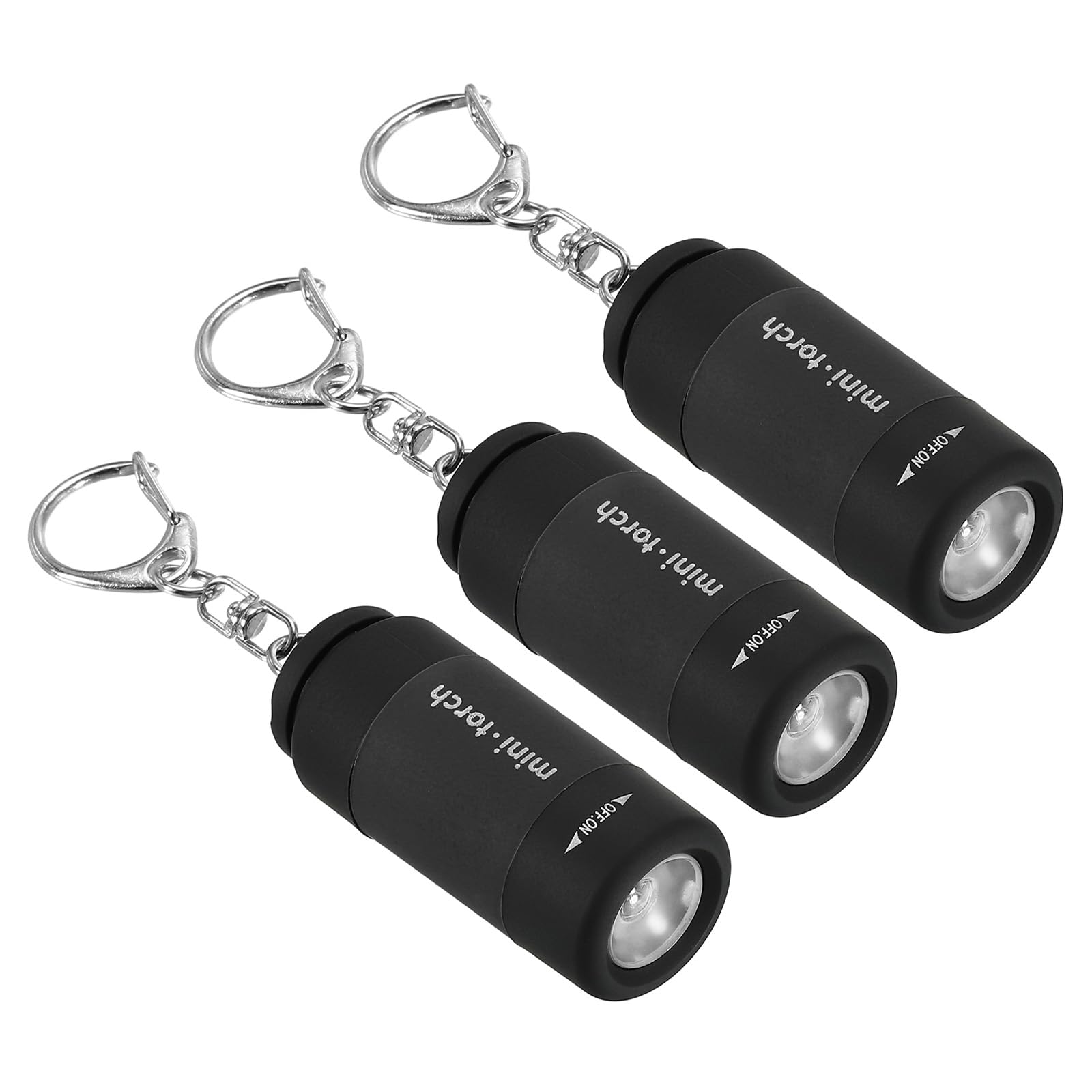 PATIKIL 2.1" Mini Rechargeable LED Keychain Flashlight, 3 Pack EDC Portable Small Torch with USB Charging for Everyday Carry, Black
