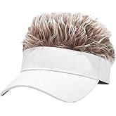 LXOrdora Mens Visor Hats with Spiked Wig Novelty Adjustable Baseball Golf Cap with Fake Hair