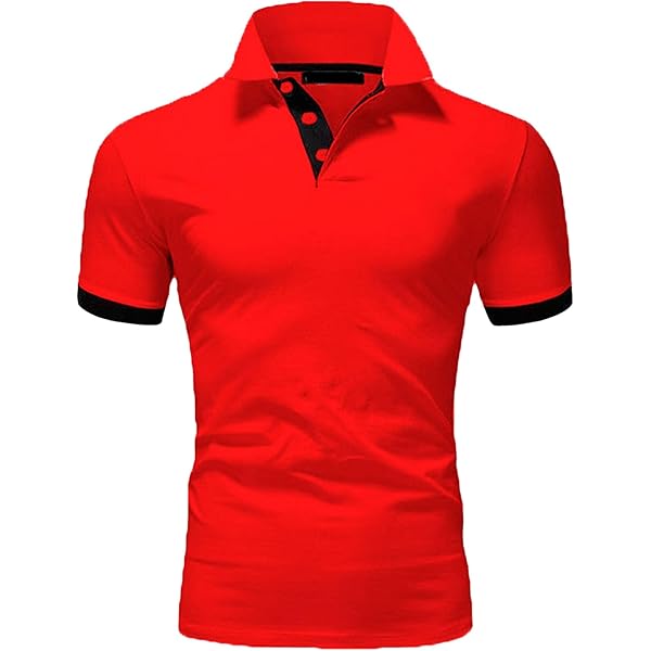 Tシャツ・カットソー Courreges Red viscosa blend polo shirt Amazon.com: Men's Polo Shirt Business Casual T-Shirt