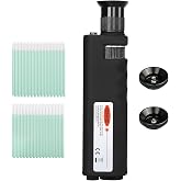 Handheld 400x Fiber Optic End Face Microscope Inspection Tool Portable Fiber Optic Inspection Tools 2.5mm FC SC ST and 1.25mm LC Adapter Lighted Pocket Scope LED Coaxial Illumination
