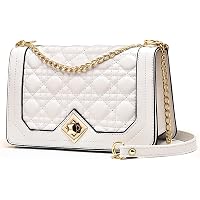 MOJISOLO Women's Vegan Leather Crossbody Bag - Quilted Shoulder Purse With Detachable Chain, Multi-Pockets