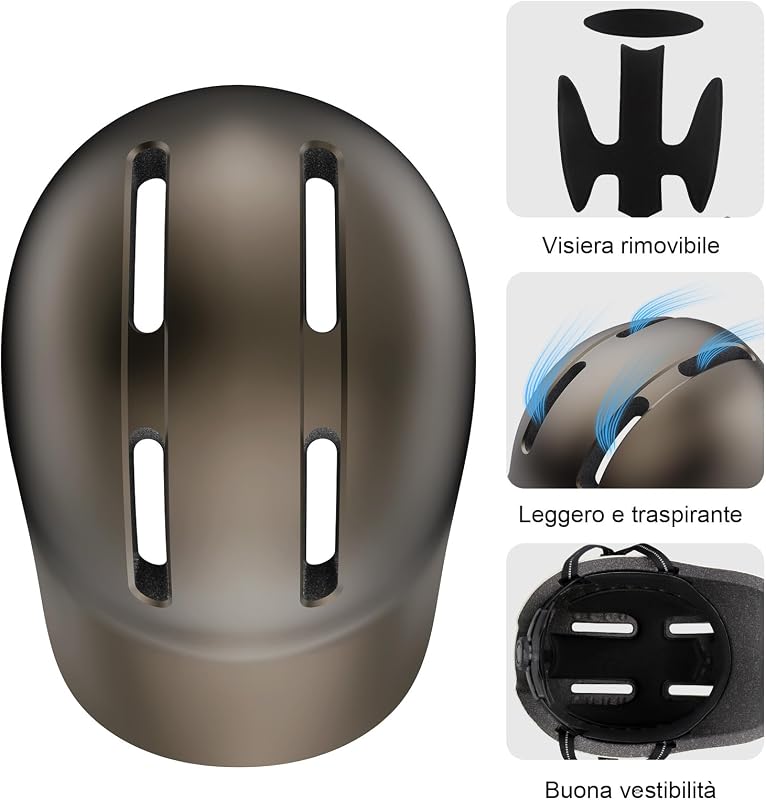 Casco da bicicletta, Urban Commuter, elegante casco da bicicletta, da uomo e da donna, per ciclismo, trekking, city scooter, casco regolabile