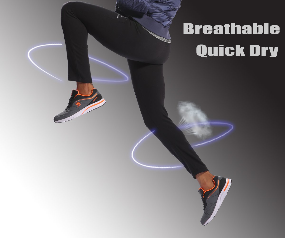 Camel Men\'s Open Bottom Sweatpants Jogging Pants With Pockets Lightweight Drawstring Running Pants Slim Fit For 4 Season(Black), Large