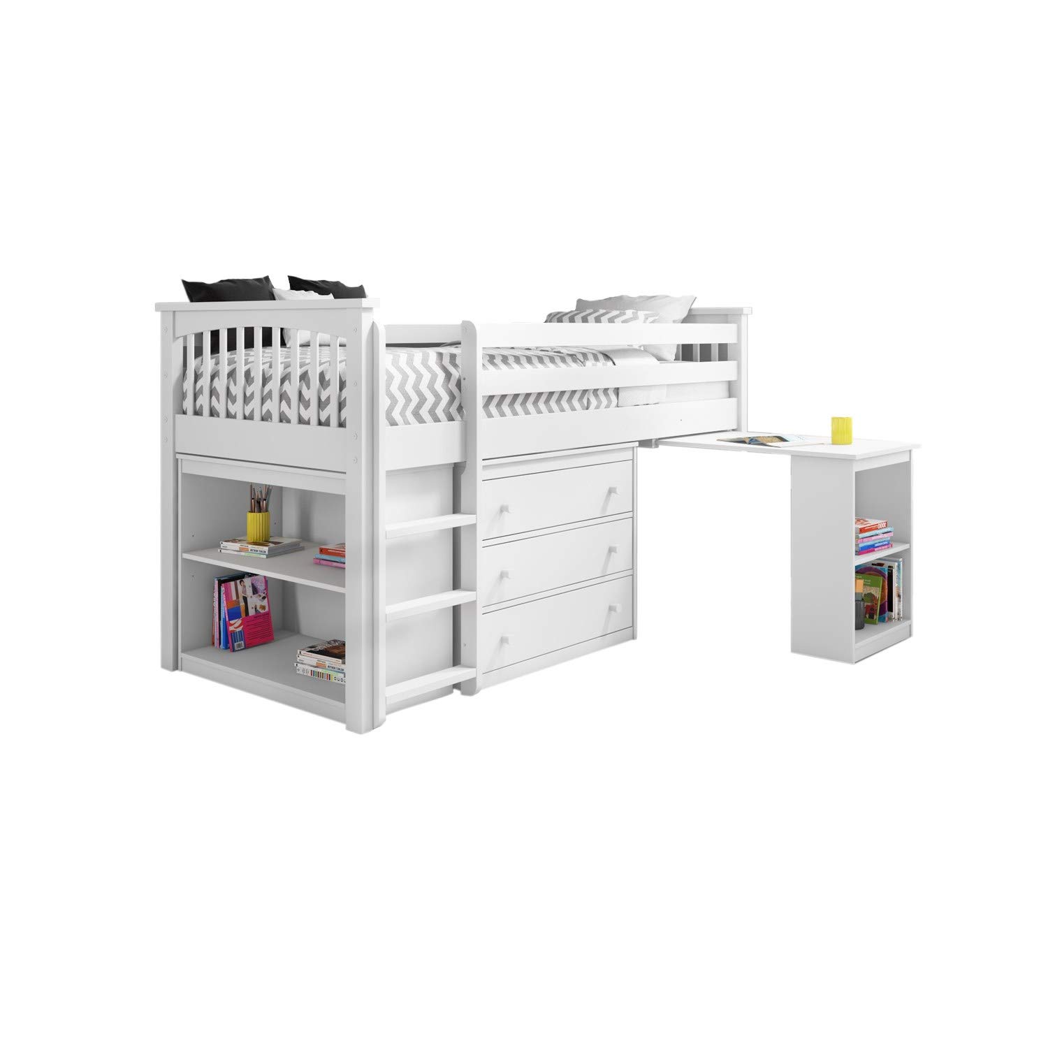 white mid sleeper with desk