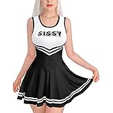 Littleforbig Women Sleeveless Overall Cheer Sissy Bodycon Mini Dress Skirt