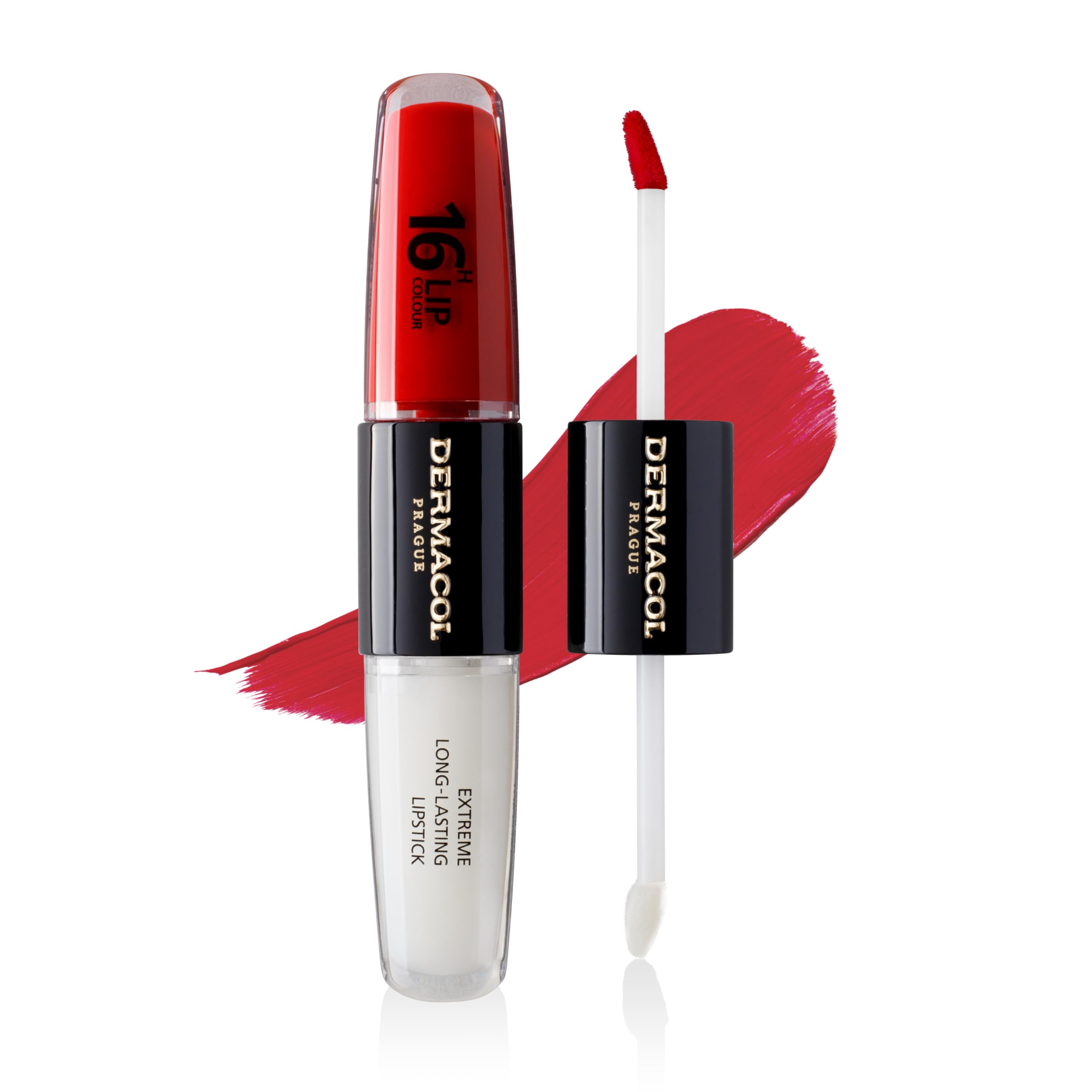 NEW Dermacol - 16-Hour Lip Colour, Highly Pigmented Glossy Lip Stain, Two-Phase Lip Plumper Gloss, Kissproof Lip Makeup Products with Matte and Glitter Finish, n.4