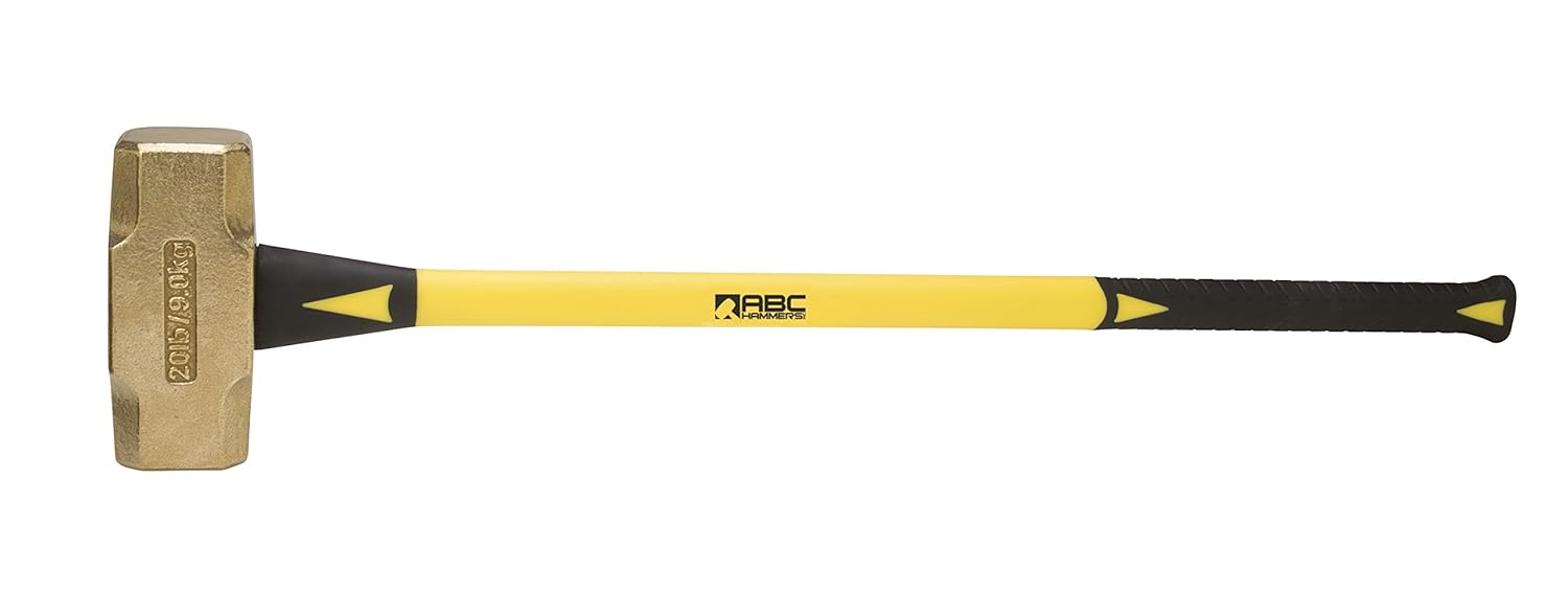 ABC Hammers ABC20BF Brass Hammer with 33" Fiberglass Handle, 20Pound