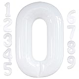 Large, Number 0 White Balloon for Party- 40 Inch