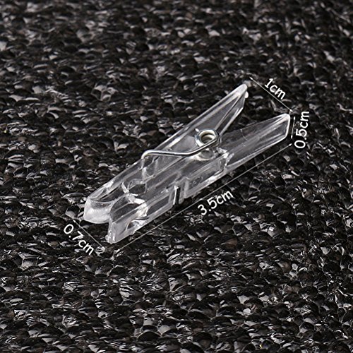 WODE Shop 100 PCS Mini Clear Plastic Clip, Utility Paper Clip Clothes Line Clips Hanger Clips Spring Hanging Clips Clamps