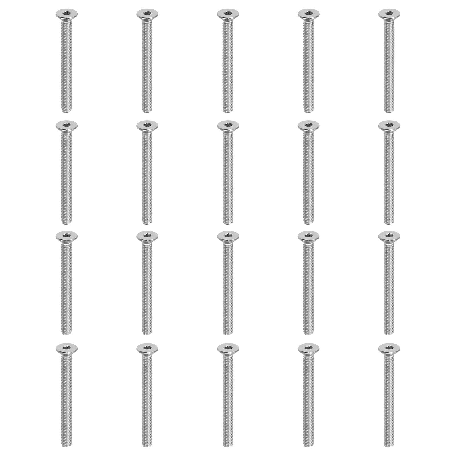 PATIKIL M5 x 50 mm Flat Head Socket Cap Screws, 20 Pack 304 Stainless Steel 18-8 Machine Screws Flat Countersunk Bolts Hex Socket Drive Full Thread Grade 6.8 — image 1