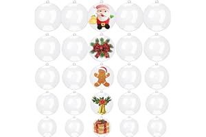 BAAXXANGO Clear Fillable Ornaments Ball, 25 PCS Transparent Plasti Craft Ornament Balls 5 Different Sizes for DIY Bath Bomb Mold Set and Party Decor