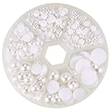 PH PandaHall 6 Sizes White Flat Back Pearls