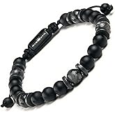 NVR GVN Mens Beaded Bracelet - Stone Jewelry, Black Onyx Hematite Bracelets, Mens Accessories, Adjustable