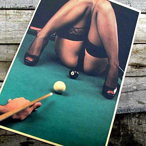 Chinis Kraftpaper vintage retro poster Billiard Bar wall decal Sexy girl Wall stickers home decor 42x30 cm