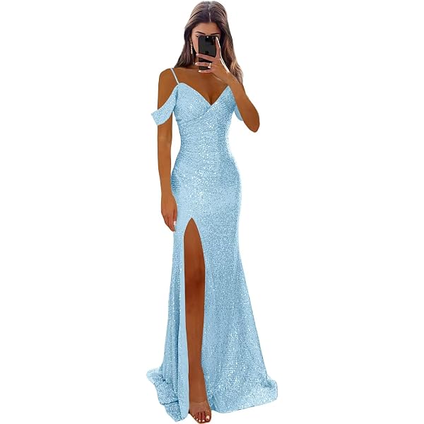 navy officer dress blues Amaia Sequin Backless Maxi Dress in Light Blue