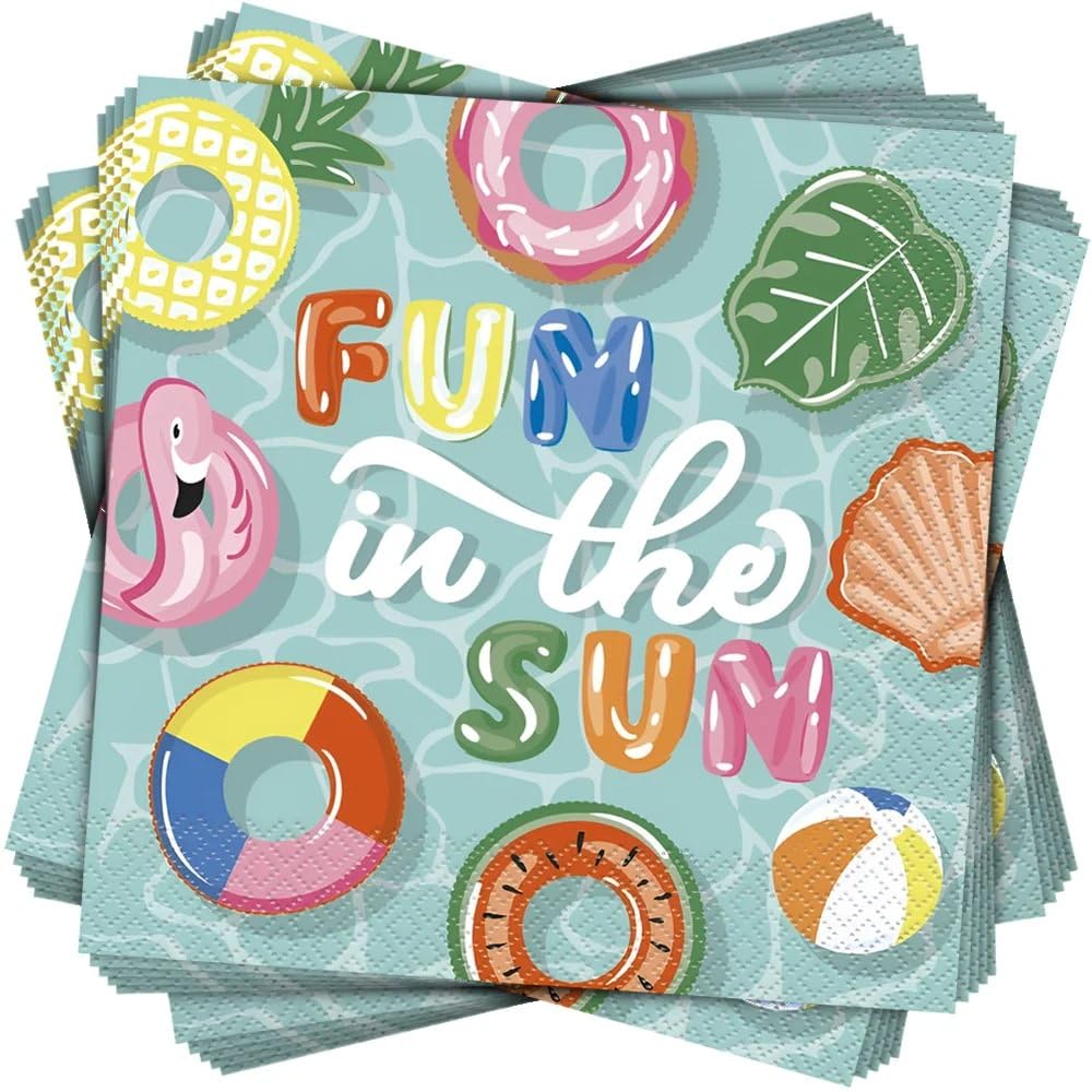 Photo 1 of "Fun in the Sun" Multicolor Luncheon Napkins - 16 Count, Perfect for Beach and Summer Theme Parties