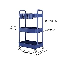UDEAR 3-Tier Rolling Utility Cart with 12 Category