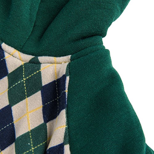 CueCue Pet Plaid Pet Hoodie, Green/Blue/White, Large