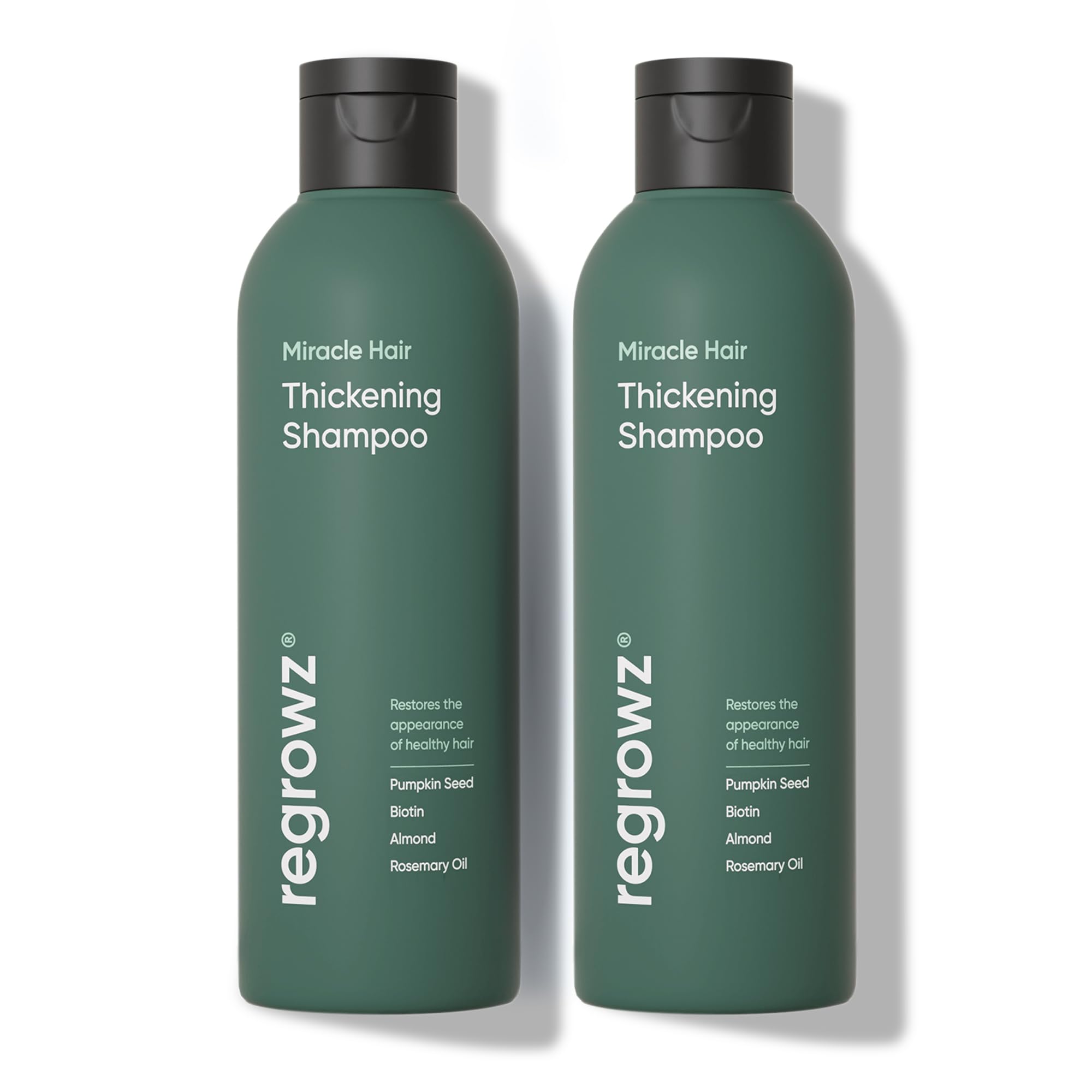 Regrowz Hair Thickening Shampoo 225ml x2- Biotin Hair Growth Shampoo for Women & Men - DHT Blocker & Sulphate Free - Natural Anti Hair Loss Treatment