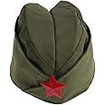 Toyvian Army Garrison Cap Canvas Sailor Dance Boat Cap Russian Military Star Side Cap for Party Cosplay Performance ï¼ˆRedï¼‰
