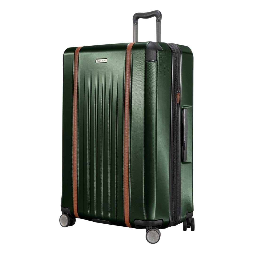 Ricardo Beverly Hills Montecito 2.0 Hardside with Dual Spinning Wheels, Expandable with Comfort Grip for Easy Packing and Moving, Men and Women, Hunter Green, Check-In Large 29-Inch