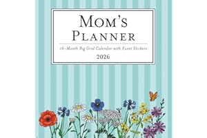 Carousel Calendars, Moms Planner Special Value 2026 Big Grid Wall Calendar, 12'' X 12'', 16-Month Calendar with Stapled Bindi