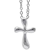 Silver Bubble Cross Pendant Necklace - 925 Sterling Silver - Religious Cross Pendant - Puffed Cross Charm