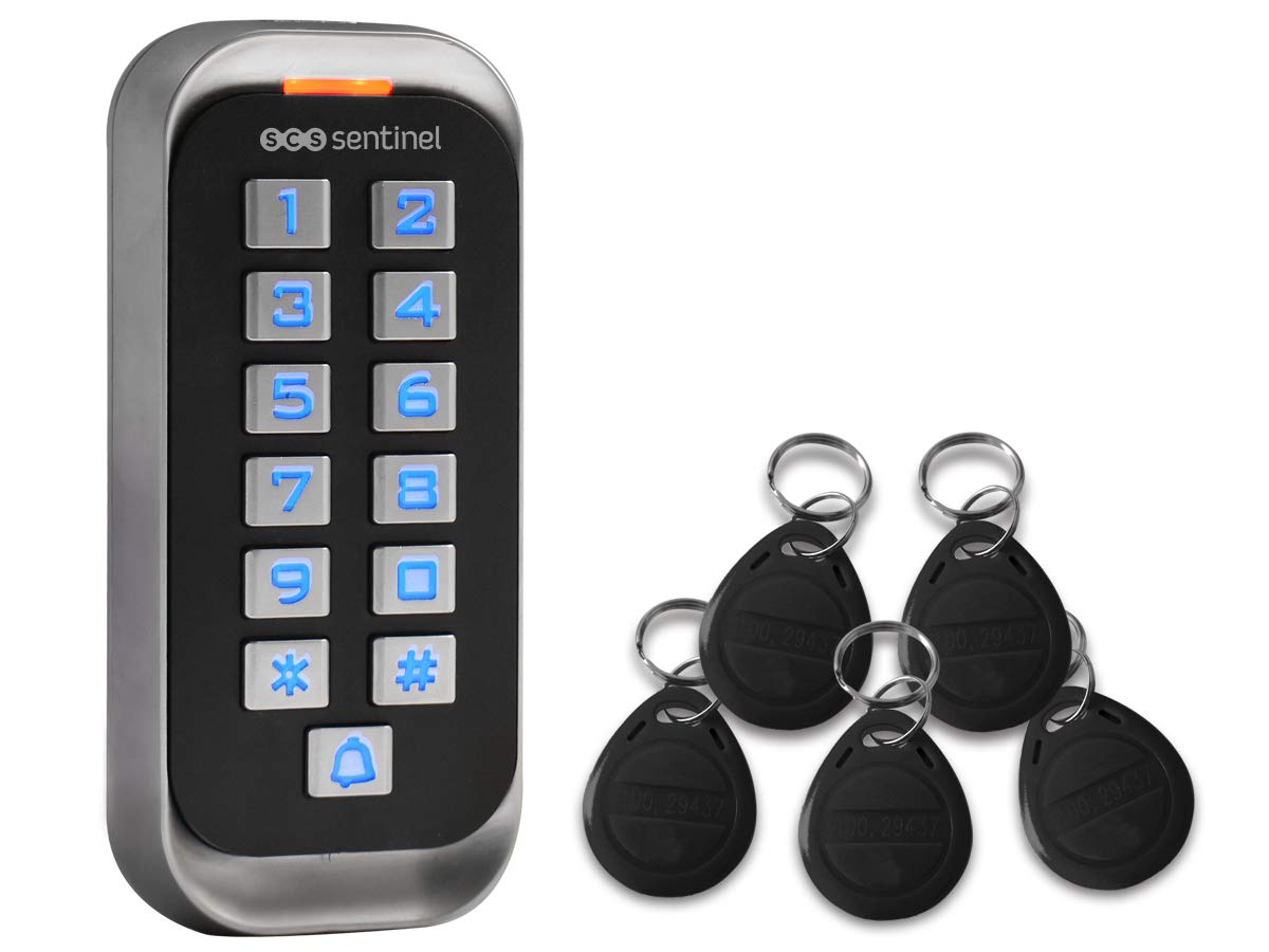 Keyboard Code – Portal Code – Digicode for Gate – Wired Keyboard with Backlit Keys – RFID Digicode Keyboard with 5 RFID Code Access Badges – AAA0037 SCS Sentinel